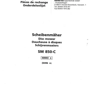 Niemeyer Sm850C 2001 Parts Manual