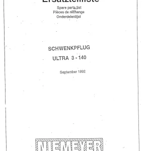 Niemeyer Schwenkpflug 3 140 1992 Parts Manual