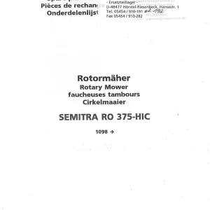 Niemeyer Semitra Ro 375Hic Parts Manual