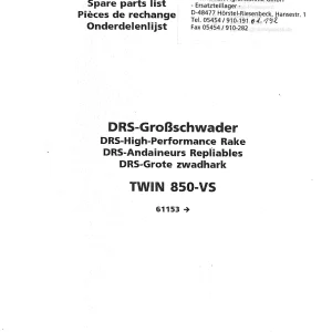 Niemeyer 850Vs 2001 Parts Manual