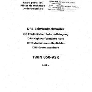 Niemeyer 850Vsk 2003 Parts Manual