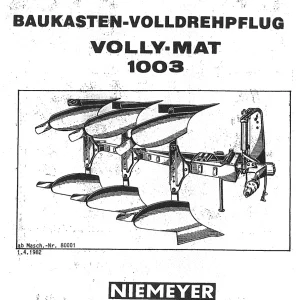 Niemeyer Vollymat 1003 1982 Parts Manual