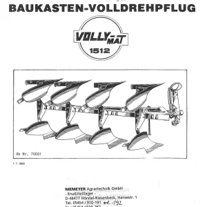 Niemeyer Vollymat 1512 1980 Parts Manual