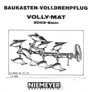 Niemeyer Vollymat 2003 Stein 1983 Parts Manual