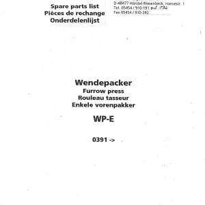 Niemeyer Wendepacker Wp E 2000 Parts Manual