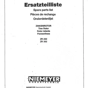 Niemeyer Zr252 Zr302 1990 Parts Manual