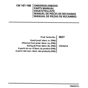 PZ Zweegers Cm187 Cm188 Parts Manual