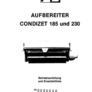 PZ Zweegers Condizet 185 230 Parts Manual