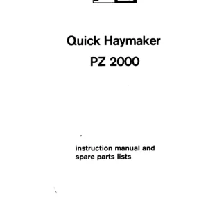 PZ Zweegers Pz2000 2000 Parts Manual