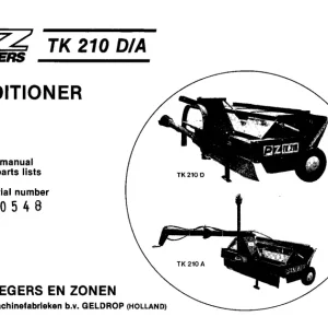 PZ Zweegers Tk210 Parts Manual