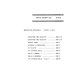 Pegoraro Ra2 1989 Parts Manual
