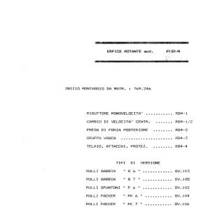 Pegoraro Rb4 1989 Parts Manual