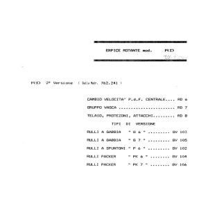 Pegoraro Rd 1988 Parts Manual