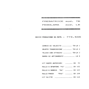 Pegoraro Tb Lb 1989 Parts Manual