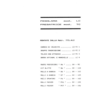 Pegoraro Tc Lc 1989 Parts Manual