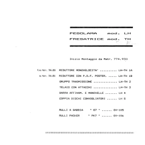 Pegoraro Th Lh 1990 Parts Manual