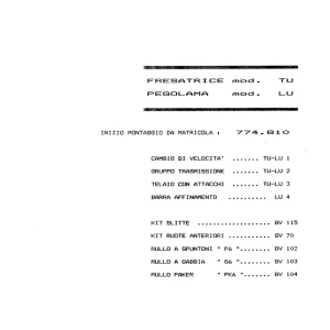 Pegoraro Tu Lu 1989 Parts Manual