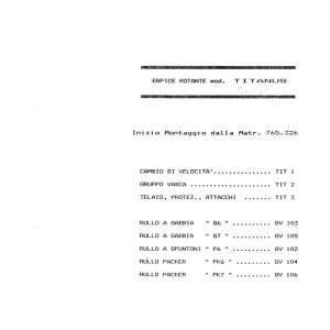 Pegoraro Titanus 1989 Parts Manual