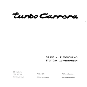 Porche Porsche 930 1976 1984 1984 Service Manual