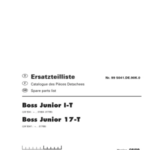 Pottinger Boss Junior 1 17T Parts Manual