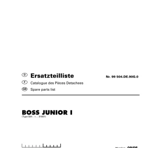 Pottinger Boss Junior 1 Parts Manual