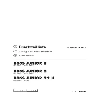 Pottinger Boss Junior 2 22H Parts Manual