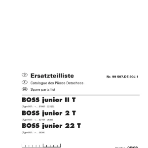 Pottinger Boss Junior 2 22T Parts Manual