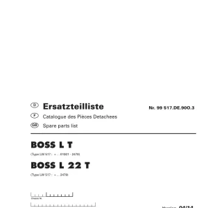 Pottinger Boss L 22 T Parts Manual