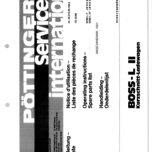 Pottinger Boss L Ii 1988 Parts Manual