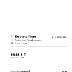Pottinger Boss1 T Parts Manual