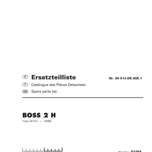 Pottinger Boss2 H Parts Manual