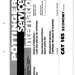 Pottinger Cat 165 Economy Parts Manual