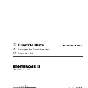 Pottinger Ernteboss 2 Parts Manual
