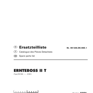 Pottinger Ernteboss2 T Parts Manual