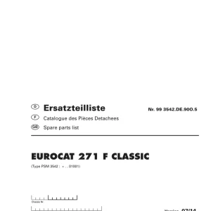 Pottinger Eurocat 271F Classic Parts Manual