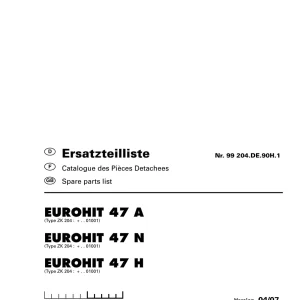 Pottinger Eurohit 47A N H Parts Manual