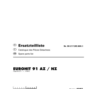 Pottinger Eurohit 91Az Nz Parts Manual