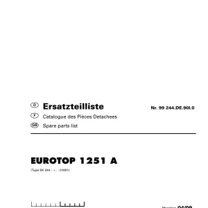 Pottinger Eurotop 1251A Parts Manual