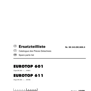 Pottinger Eurotop 601 611 Parts Manual