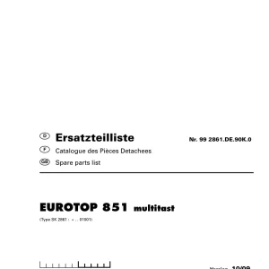 Pottinger Eurotop 851 Parts Manual