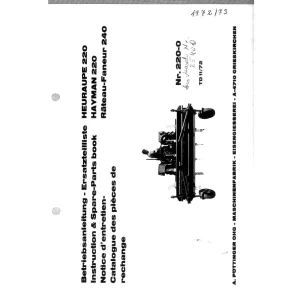 Pottinger Hayman 220 1972 Parts Manual