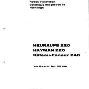 Pottinger Hayman 220 Parts Manual