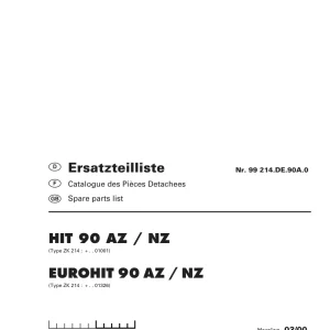 Pottinger Eurohit 90Az Nz Parts Manual
