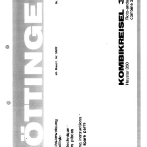 Pottinger Kombikreisel 350 1980 Parts Manual