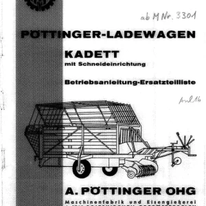 Pottinger Ladewagen Kadett 1966 Parts Manual