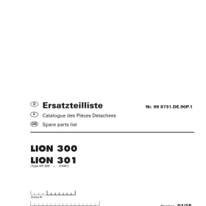 Pottinger Lion 300 301 Parts Manual