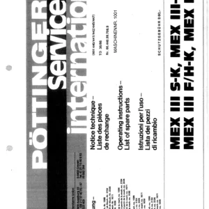 Pottinger Mex Iii 1986 Parts Manual