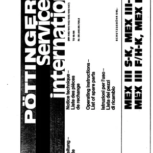 Pottinger Mex 3 K Sk Hk T 1985 Parts Manual