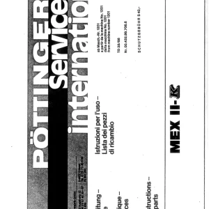 Pottinger Mex Ii K 1986 Parts Manual