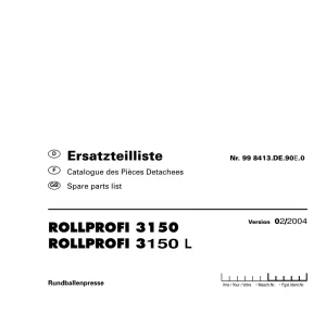 Pottinger Rollprofi 3150 Parts Manual